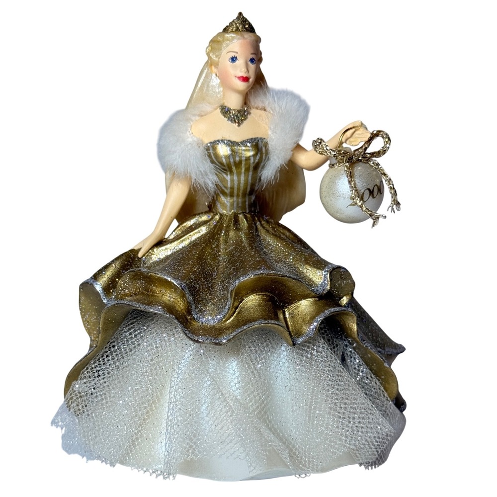 Hallmark Keepsake Barbie 2000 Ornament Millennium Gold Gown Mattel Vintage